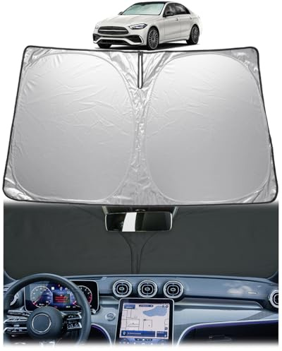 [Update] GAFAT Compatible con Mercedes-Benz Clase C W206 2022-2026/ Clase C W205 Parabrisas Interior, Accesorios Parasol Protector Solar, Enfriamiento, Protección UV, UPF 50+