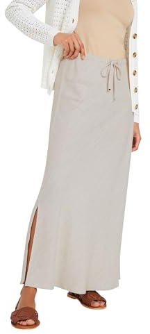 M&Co Brown Linen Tie Waist Maxi Skirt - Women's