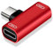 Yominerr Adaptador Tipo C Doble, Cable de Carga Tipo C, Cargador, Convertidor de Auriculares para Smartphones, Adaptador de Auriculares, Color Rojo.