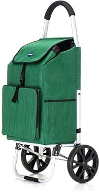 Large Lightweight Shopping Trolley with Wheels – 64L Grocery Cart with Handle, Heavy-Duty & Collapsible for Easy Storage – Ideal for Shopping, Laundry & Travel (Green)
