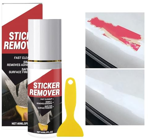 Adhesive Remover, Automotive Cleaner with Powerful 60ml Formula, Car Window Tint Glue Remover for Vehicle, Fast Dissolve Feature, Auto Tool, Maintenance Accessory for Paint, Glass, Tape 1.41x4.76in