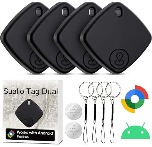 Smart Tracker Android 4er-Pack Schlüsselfinder Android Compatible with Google Mein Gerät Finden APP, IP67 Smart Tag 2 Bluetooth Tracker Key Finder für Taschen/Koffer/Brieftasche
