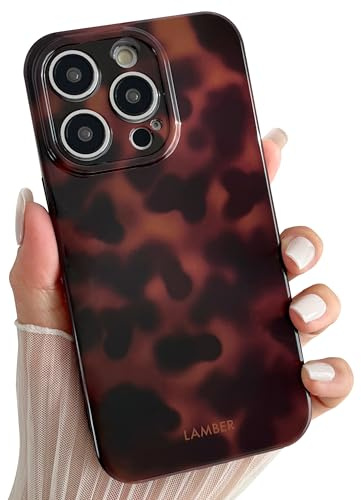 TQLGY for iPhone 14 Pro Case, Cute Tortoise Shell Leopard Brown Amber Phone Case Soft TPU Slim Shockproof Protective Cover