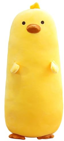 Lange Entenkissen, Riesen Ente Kuscheltier XXL, Weiche Gelb Huhn Plüschtier, Große Lustige Stofftiere, Ente Plüsch Kissen Spielzeug Wurfkissen Körperkissen Geschenk für Erwachsene Kinder (Gelb,110cm)
