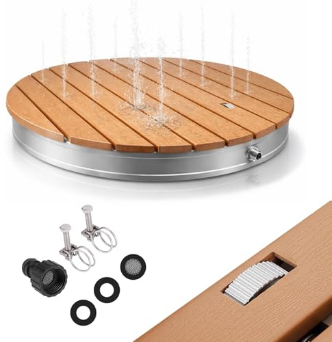 Qdreclod Bodendusche Gartendusche Rund mit Fußrad-Steuerung bis 3,5m Höhe, Outdoor Dusche UV-beständig & rutschfest für Pool, Garten und Sauna