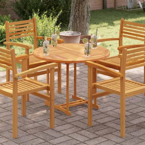 PHGTYUK Massivholz Tischplatte Teak Rund 90 cm Durchmesser 2,5 cm Stärke für rustikalen Essbereich und gewerbliche Nutzung