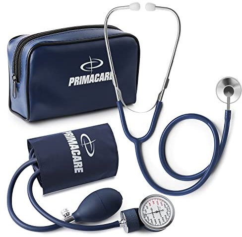 Primacare DS-9194 Classic Series Pediatric Blood Pressure Kit, (For Children) Long Lasting Latex Inflation System with Stethoscope and Leatherette Case, Navy