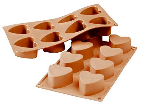silikomart | SF040 Stampo in Silicone per Monoporzioni HEART, Antiaderente, 6 Cuori, Confezione da 1 Stampo per Dolci, Ø 60 h 35 mm, Made in Italy