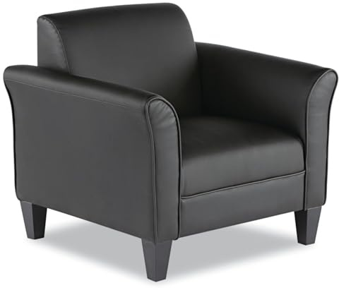 Alera ALE Reception Lounge Series Club Chair, Black/Black Leather