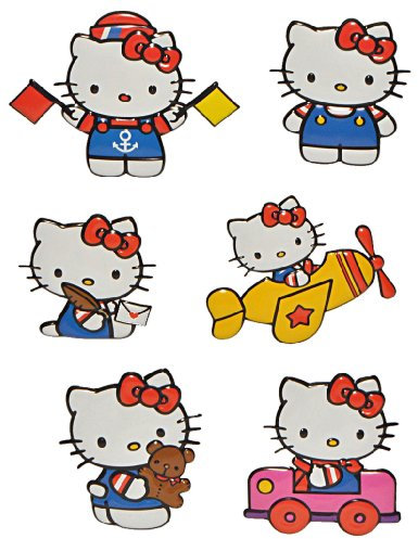 alles-meine.de GmbH 6 TLG. Set: 3-D Effekt Wandtattoo/Fensterbild/Sticker - Kätzchen - Hello Kitty - wasserfest - selbstklebend Pop-Up Aufkleber Wandsticker Katze