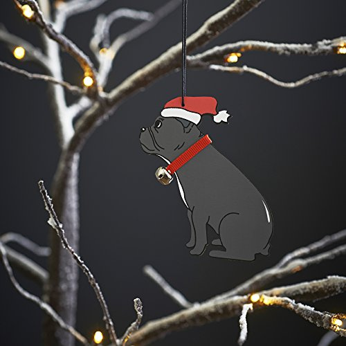 Sweet William Französische Bulldogge Weihnachten Dekoration, Holz, Grau
