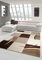 Designer Teppich Moderner Wohnzimmer Kurzflor Mit Konturenschnitt Karo Muster Braun Beige Mocca Größe 60x110 cm