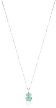 TOUS Halskette aus Sterlingsilber für Damen mit Amazonit-Bärenmotiv, 45 cm lang, klassisch und elegant, Kollektion Icon Color