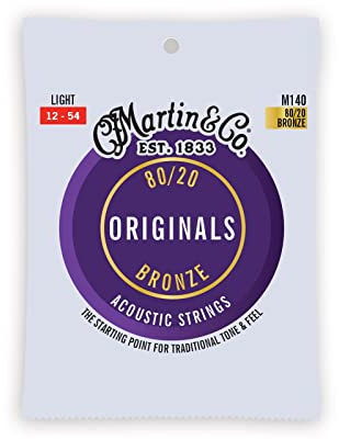 Martin M140 - Juego de cuerdas para guitarra acústica de bronce, .012-.054