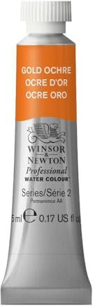 Winsor & Newton 0102285 Professional Aquarellfarbe, lebendige Wasserfarben in Künstlerqualität, hohe Farbbrillanz & Leuchtkraft, lichtecht, Archivqualität, 5ml Tube - Goldocker