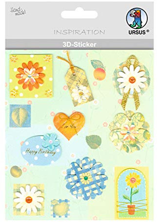 Ursus 56420001 - 3D Sticker Everyday, bestehend aus mehreren Ebenen, aus verschiedenen hochwertigen Materialien, selbstklebend, ideal zum Verzieren von Grußkarten und Geschenken, Motiv 01