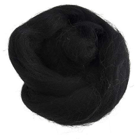 Trimits Natural Felting Roving Wool, Black, 10 g