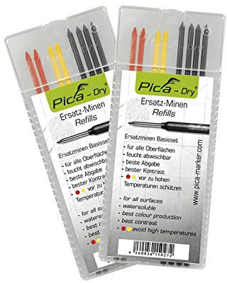 Pica 4020_2 Dry Ersatzminen, Rot, Gelb, Schwarz