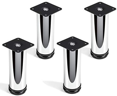 Set de 4 x SO-TECH® Pied de meuble Jim Ajustable Chromé Ø 50 mm Hauteur 150 mm Capacité de levage très haute grâce à