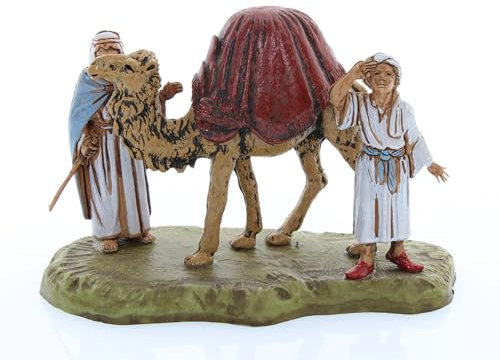 Moranduzzo Gruppe für Krippe 6 cm Maßstab 1:32 - Unzerstörbare Krippenfiguren - Stil 700', Handbemalt, Offizielles Produkt, Hergestellt in Italien, Bildhauer M. Landi (Kameltreiber mit Kamel)