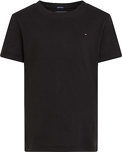 Tommy Hilfiger Jungen T-Shirt Kurzarm Rundhalsausschnitt, Schwarz (Meteorite), 16 Jahre