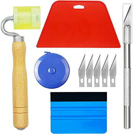 Ewrap Complete Wallpaper Tools Kit Wallpaper Smoother Tools with Plastic Squeegee, Hand Seam Roller, Tape Measure and Trimmer Ideal for Car Vinyl Wrap, Window Film Installation