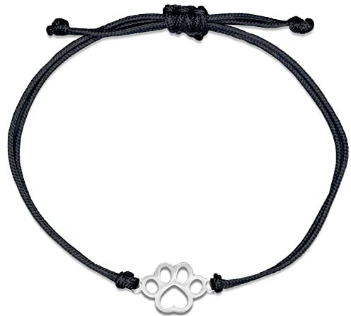 Nuoli® Pfote Armband Damen Silber (größenverstellbar) tolles Geschenk für Hundebesitzer, Hundeliebhaber und Katzenbesitzer