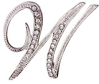 Tonsee Brosche 1PC Kristall 26 Englische Buchstaben Silber Brosche Paar Denkmal Schmuck Liebe Geschenke Schmuck Glitzersteine, Strasssteine, Brosche mit Initialen (W)