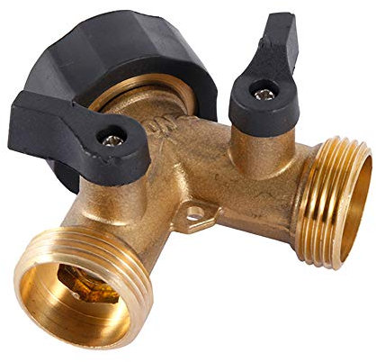 Doppelter Wasserhahn für Waschmaschine, Verteiler für Wasserhahn, Y-Gartenschlauch, 2 Wege für 3/4 Zoll Zulaufschläuche, Wasserhahn für den Außenbereich, Garten, Doppeltes Messing, robust