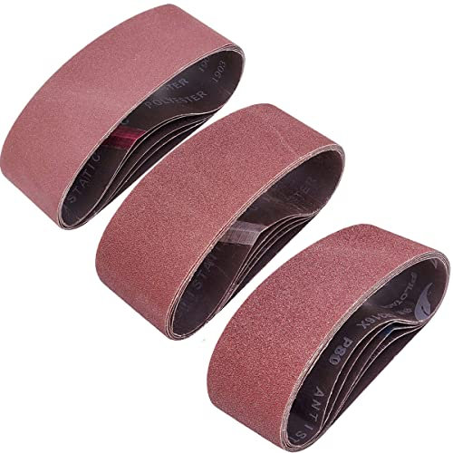 Tonmp 15 PCS 3 x 24 Premium Sanding Belts - 5 Each of 40 80 120 Grit Aluminum Oxide Sanding Belts For Belt sander (3x24 inch)