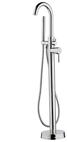 Futchoy Grifo de bañera independiente115CM Grifo de bañera Grifo monomando de pie para bañera, plateado