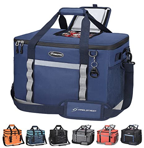 Maelstrom Hielera plegable de lados suaves – Bolsa térmica extragrande para 75 latas, aislada, a prueba de fugas, portátil, para compras de comestibles, camping, portón trasero y viajes por carretera,