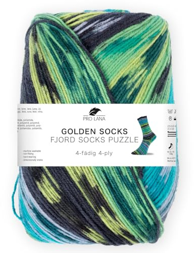 Pro Lana Fjord Socks Puzzle, 100 g/420 m, 4-fädige Sockenwolle aus 75% Schurwolle / 25% Polyamid, tolle Farben (82)
