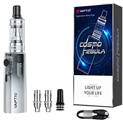 Vaptio Cosmo Nebula Sigarette elettroniche Vape Kit con batteria 1500 mAh 2.0ml tank e 2unità bobine Cosmo Sigaretta elettronica Vape Kit di partenza No E Liquid No Nicotine (Argento_Bianco)