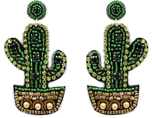 Emulily Beaded Cactus Post Earrings Handmade Cactus Earrings Western, Glass, n