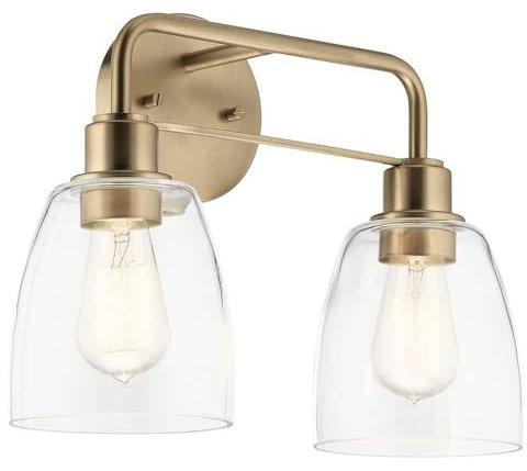 Kichler, Meller 15.25 Zoll 2-flammige Schminklampe mit klarem Glas in Champagner-Bronze, 55101CPZ