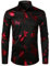 PARKLEES Chemise à manches longues pour homme - Imprimé rose doré - Coupe ajustée, Zzcl22-noir rouge, XL