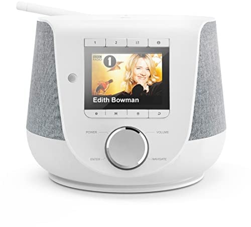 Hama DAB+ Digitalradio Internetradio (Smart Radio mit 2-Wege-Lautsprecher & Handy-Ladefunktion, WLAN/DAB/DAB+/FM, Bluetooth/Spotify Streaming, Stationstasten, Radio-Wecker, App) Internet-Radio weiß