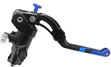 Pompa Freno Forgiata 19X20 Con Corpo Pompa Anodizzato Nero, Leva Revolution Lunga Blu (Pomello+Inserto) per BMW HP4 dal 2013 al 2014, CC 1000