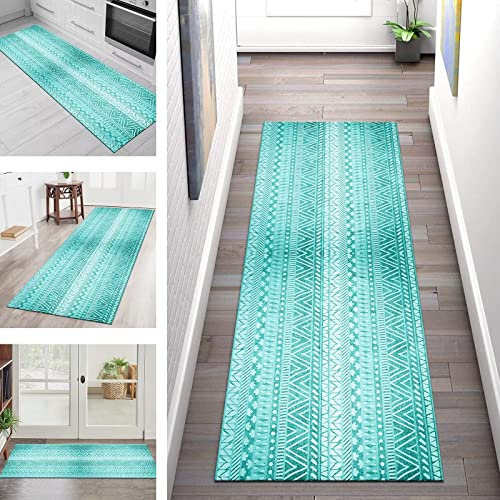 Läufer Teppich Lang Flur rutschfest Waschbar Küche Korridor Teppichläufer Marokko Polyester 50X200CM Teppichmatten Küchenläufer Wohnzimmer Kinderzimmer Esszimmer Anpassbare Küchenteppich Meterware