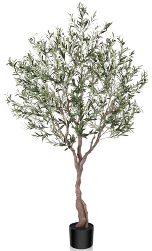 LOMANTO Artificial Olive Plants, 7Ft Tall Faux Olive Tree, Fake Topiary Silk Tree, Office Modern Decor Gift for Housewarming 1Pack