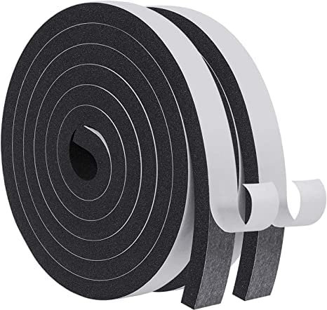 Guarnizione Finestra Porta Nastro Sigillante Autoadesivo in Gommapiuma, Alta Densità Neoprene Isolamento Nastro Sigillante per Anti Freddo, Rumore e Collisione (25mm x 20mm/4M,) Nero