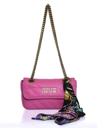 Versace Jeans Couture - Borsa a tracolla per donna, colore: rosa trapuntata, con motivo floreale, Rosa