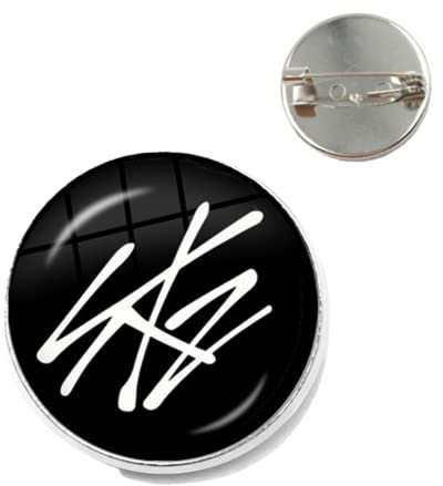 Kpop Stray Broche en verre pour enfants Cabochon en forme de dôme pour vêtements, sac à dos, décoration, bijoux, cadeaux, L, Bronze, verre, métal, résine, argent