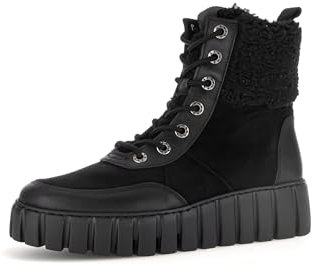 Gabor Damen Combat Boots, Frauen Stiefeletten,Wechselfußbett,Moderate Mehrweite (G),schnürstiefel,Bootee,schwarz (Micro),42 EU / 8 UK
