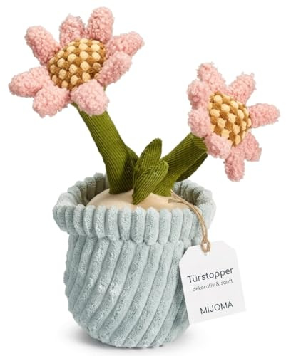 MIJOMA Türstopper Türpuffer Türsack aus Stoff Plüsch, 1kg schwer gefüllt, Lustiges Hingucker-Design für eine stilvolle Dekoration (Blumentopf - Hellblau)