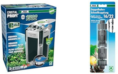 JBL CristalProfi e1502 greenline Außenfilter & 6109300 Doppelhahn + Schnellkupplung 16/22