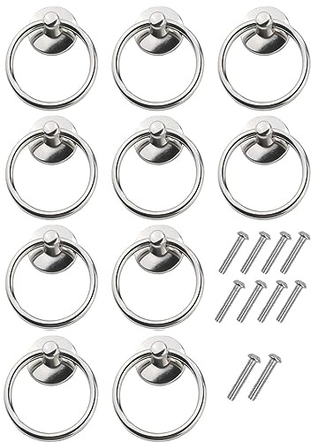 Teogneot Möbelgriffe Antik Vintage 10Stück Retro Möbelknöpfe/Schrankknöpfe/Schrankgriffe/Knöpfe/Pull Griffe Ring（Silbrig）