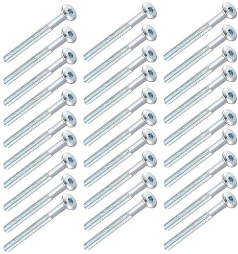 flachkopfschraube M6*90mm Flachkopfschrauben 30Stk Inbus Schrauben Möbelschrauben Möbel-Anschluss Schrauben Teilgewinde Stahl Verzinkt für Möbel Kinderbett Betten Kinderbett und Stühle (M6*90)