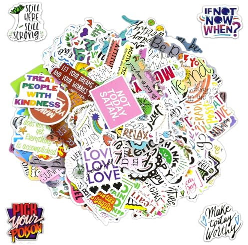 CAREDGO Aufkleber Inspirierende, 200 Pcs Sprüche Aufkleber Set Motivationsaufkleber aus PVC Motivierende Sprüche Aufkleber Positive Aufkleber Laptop Stickers Affirmations Aufkleber für Scrapbook, DIY